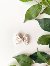 Load image into Gallery viewer, Dainty Florals Bow Hair Clips, Headband | Paityn Bow | Faux Leather Bows | Toddlers Hair Clips | Kids Hair Clips