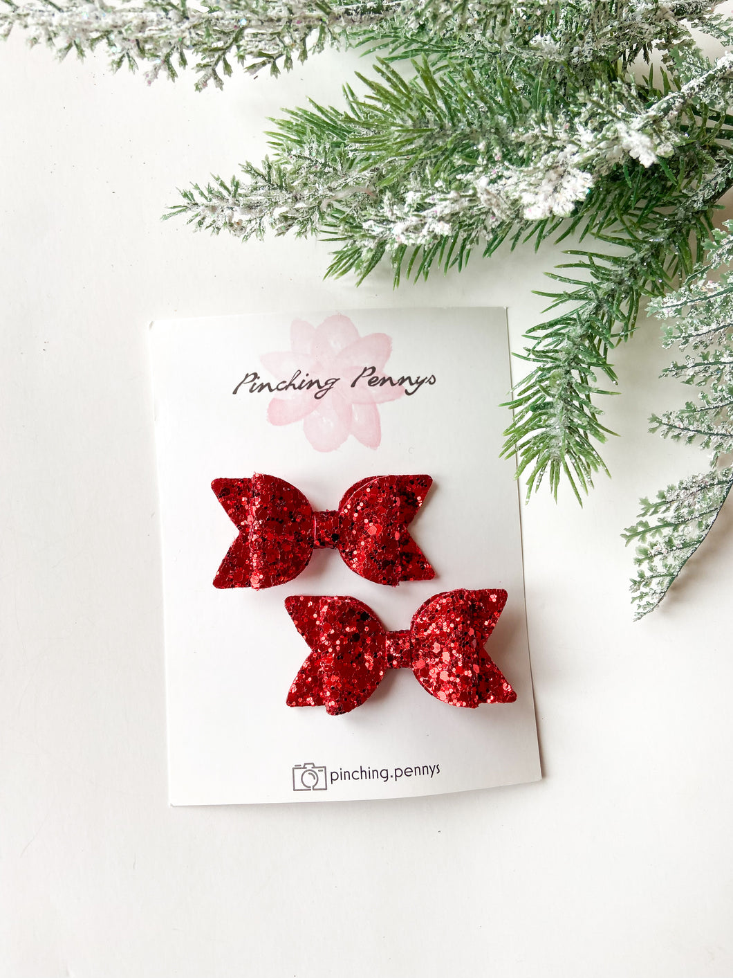 Chunky Red Glitter Bow Hair Clips, Headband | Ellie Bow | Faux Leather Bows | Piggy Bows | Toddlers Hair Clips | Kids Hair Clips