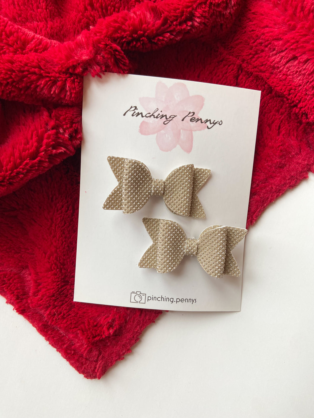 Golden Textured Glitter Bow Hair Clips, Headband | Ellie Bow | Faux Leather Bows | Piggy Bows | Toddlers Hair Clips | Kids Hair Clips