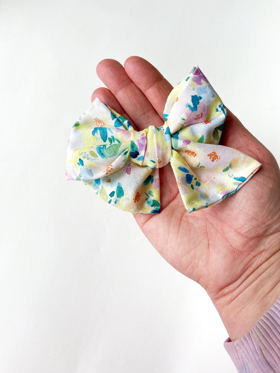 Yellow Watercolour Florals Bow Hair Clips, Headband | Fabric Bows | Toddlers Hair Clips | Kids Hair Clips