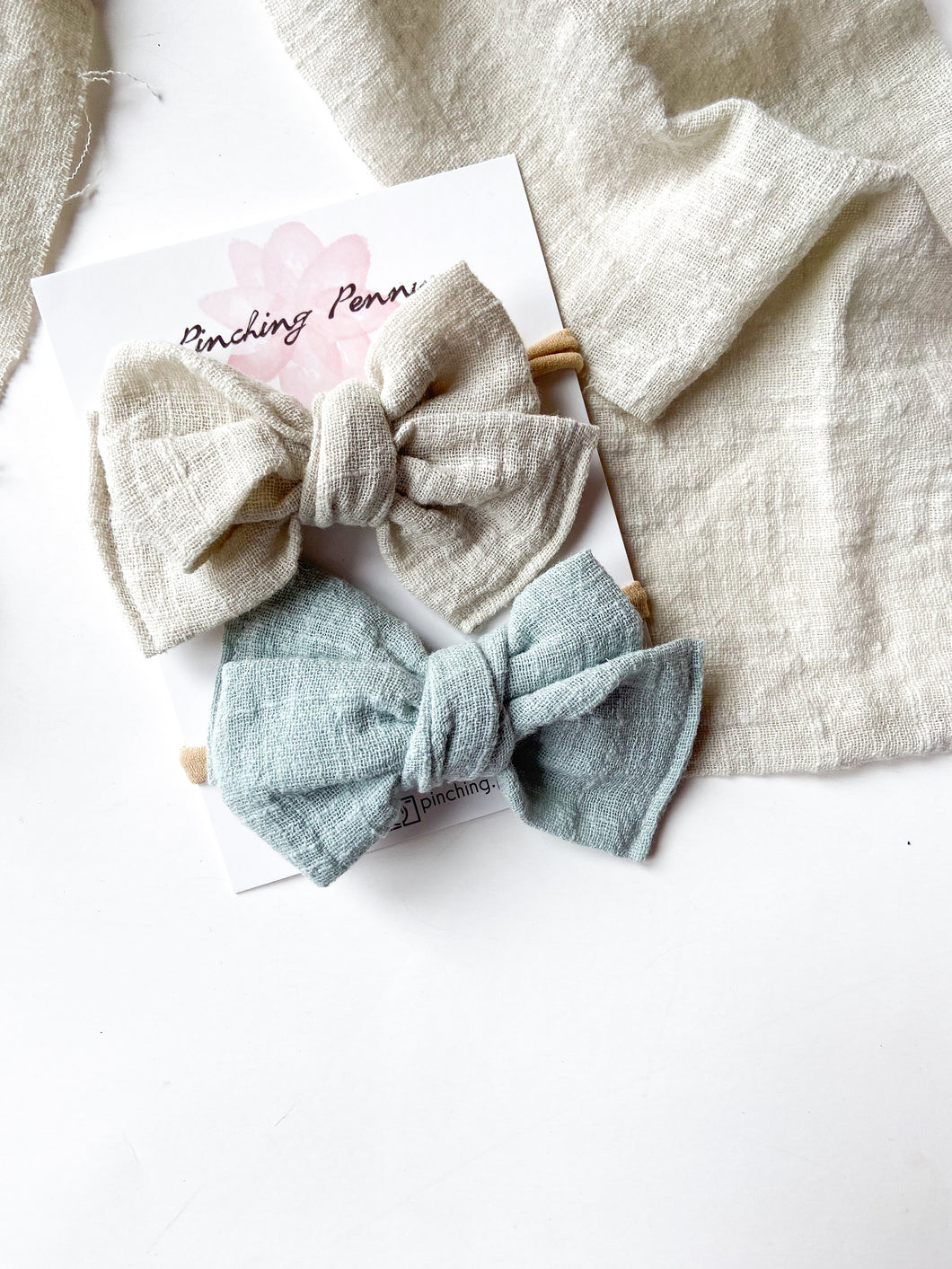 Linen Bow Hair Clips, Headband | Fabric Bows | Toddlers Hair Clips | Kids Hair Clips