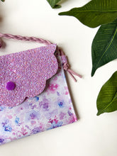 Load image into Gallery viewer, Purple Watercolour Floral Faux Leather Toddler Childrens Purse

