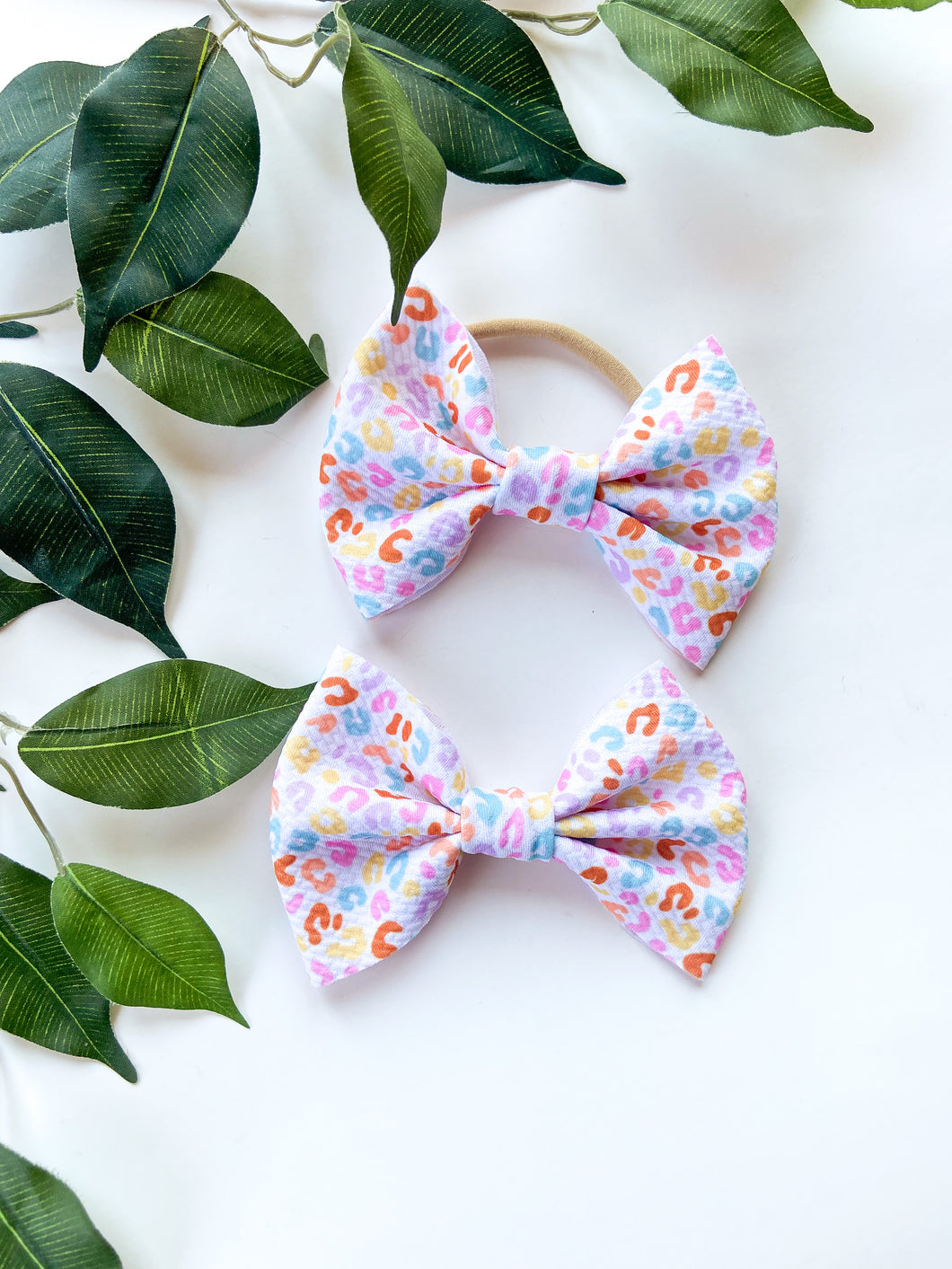 Colourful Leopard Bow Hair Clips, Headband | Fabric Bows | Toddlers Hair Clips | Kids Hair Clips