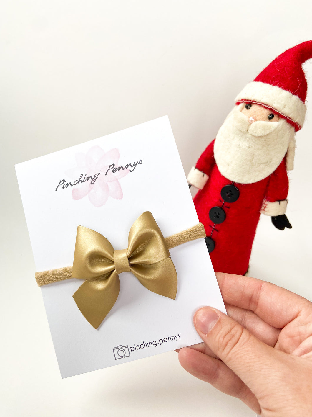 Gold Holiday Solids Bow Hair Clips, Headband | Paityn Bow | Faux Leather Bows | Toddlers Hair Clips | Kids Hair Clips