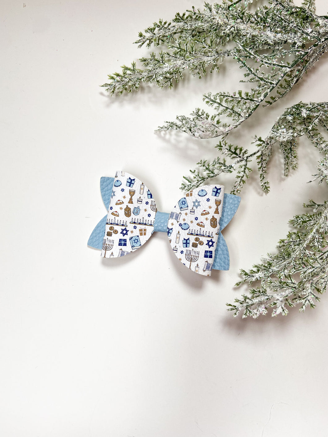 Hanukkah Bow Hair Clips, Headband | London Bow | Faux Leather Bows | Toddlers Hair Clips | Kids Hair Clips