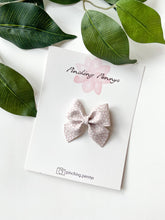 Load image into Gallery viewer, Mauve Daisies Bow Hair Clips, Headband | Paityn Bow | Faux Leather Bows | Toddlers Hair Clips | Kids Hair Clips
