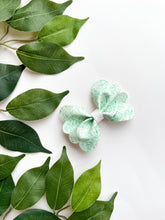 Load image into Gallery viewer, Green Fronds Bow Hair Clips, Headband | Pippa Bow | Faux Leather Bows | Toddlers Hair Clips | Kids Hair Clips
