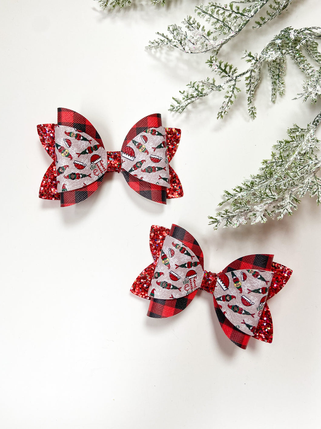 Plaid Elf Bow Hair Clips, Headband | Chiara Bow | Faux Leather Bows | Toddlers Hair Clips | Kids Hair Clips