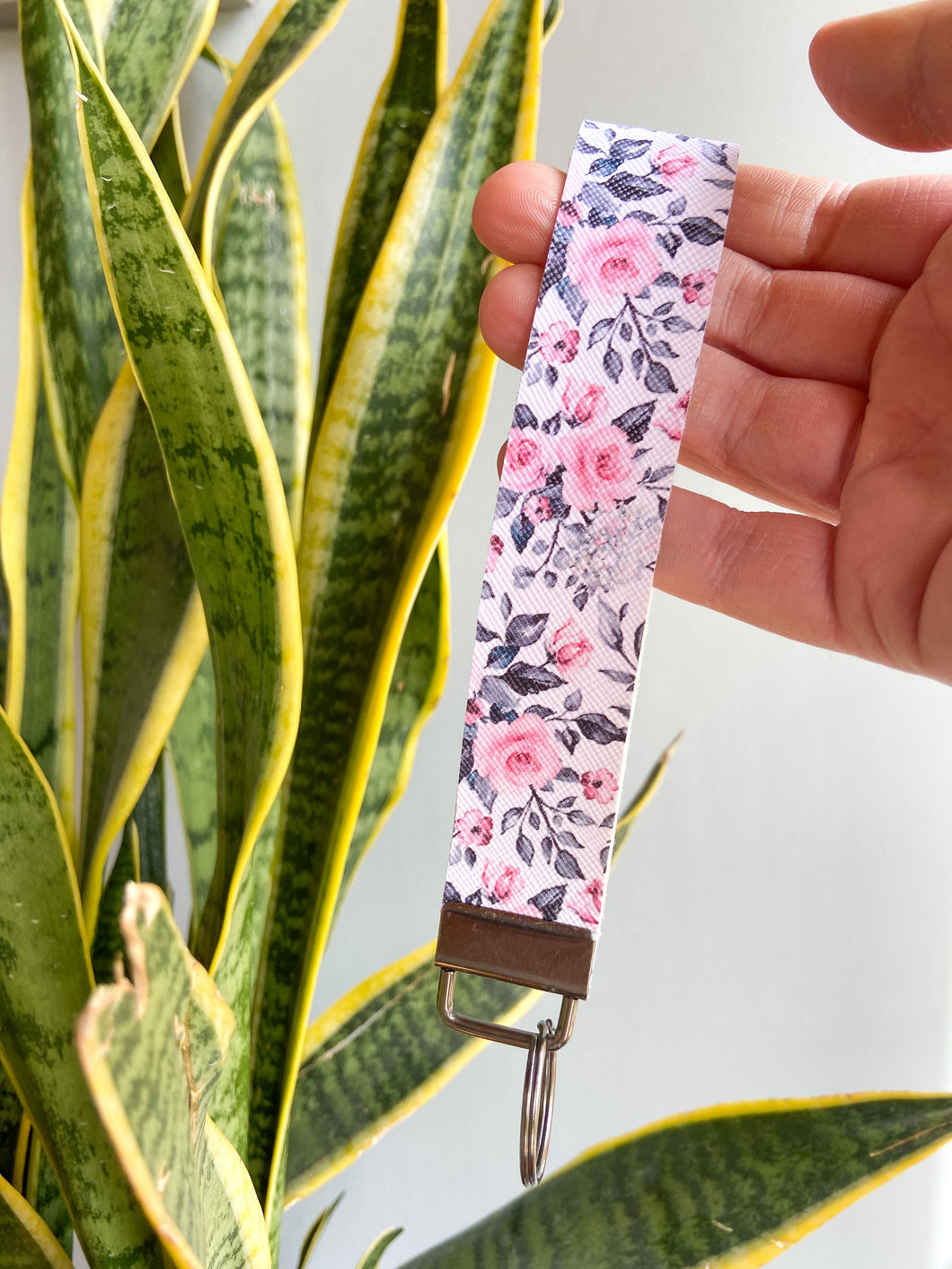 Grey Florals Keyfob Wristlets