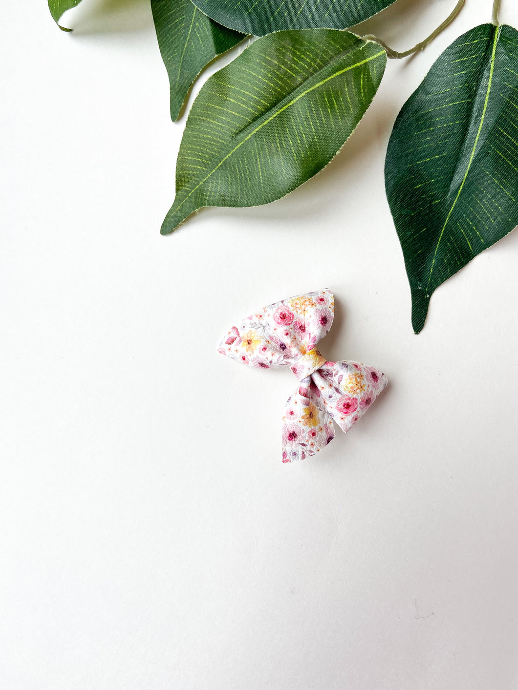 Spring Florals Bow Hair Clips, Headband | Paityn Bow | Faux Leather Bows | Toddlers Hair Clips | Kids Hair Clips